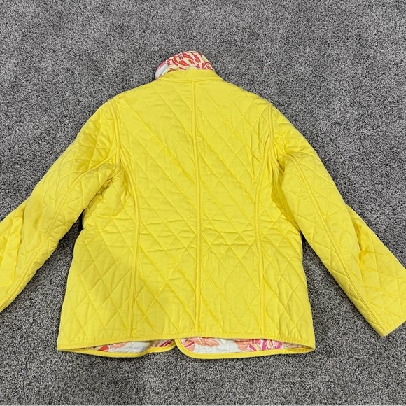 Talbots Reversible Quilted Blazer Jacket Yellow Pink Cotton Floral Women’s L - Picture 10 of 11